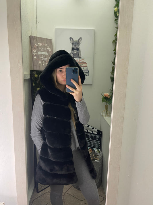 Hooded Fur Gilet