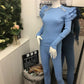 Long sleeve gold button ruffle set